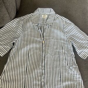 J. Crew Black and White Striped Casual Shirt
